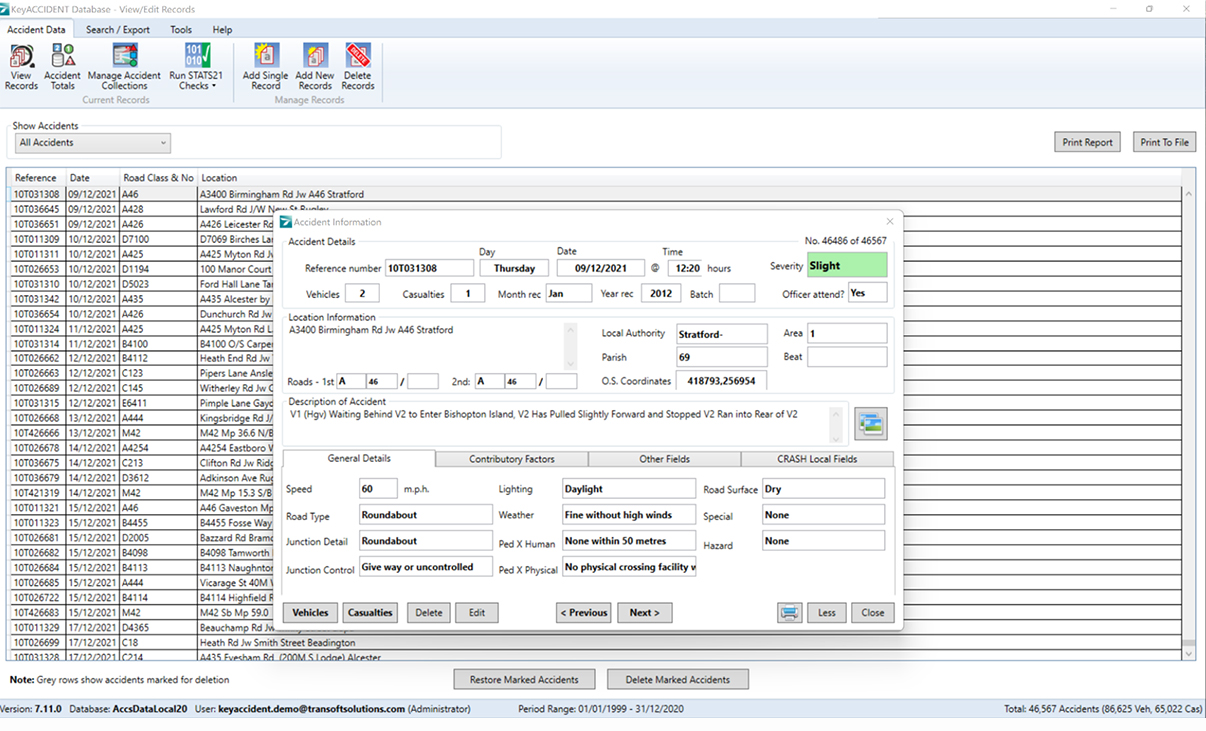 KeyACCIDENT - Efficient data management